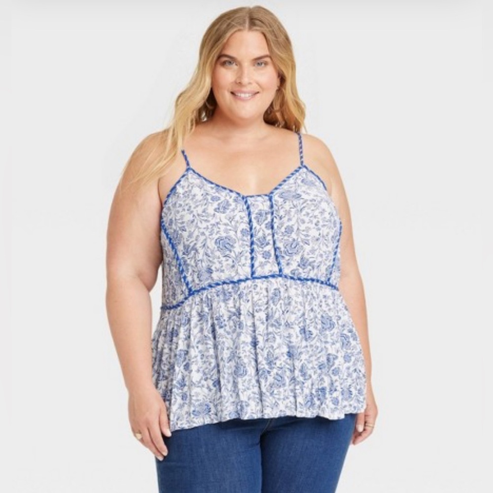 Knox Rose Floral Top Blue size L - Picture 1 of 3